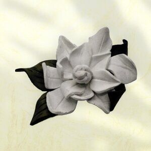 White Leather Flower Brooch from Canadian Naturals